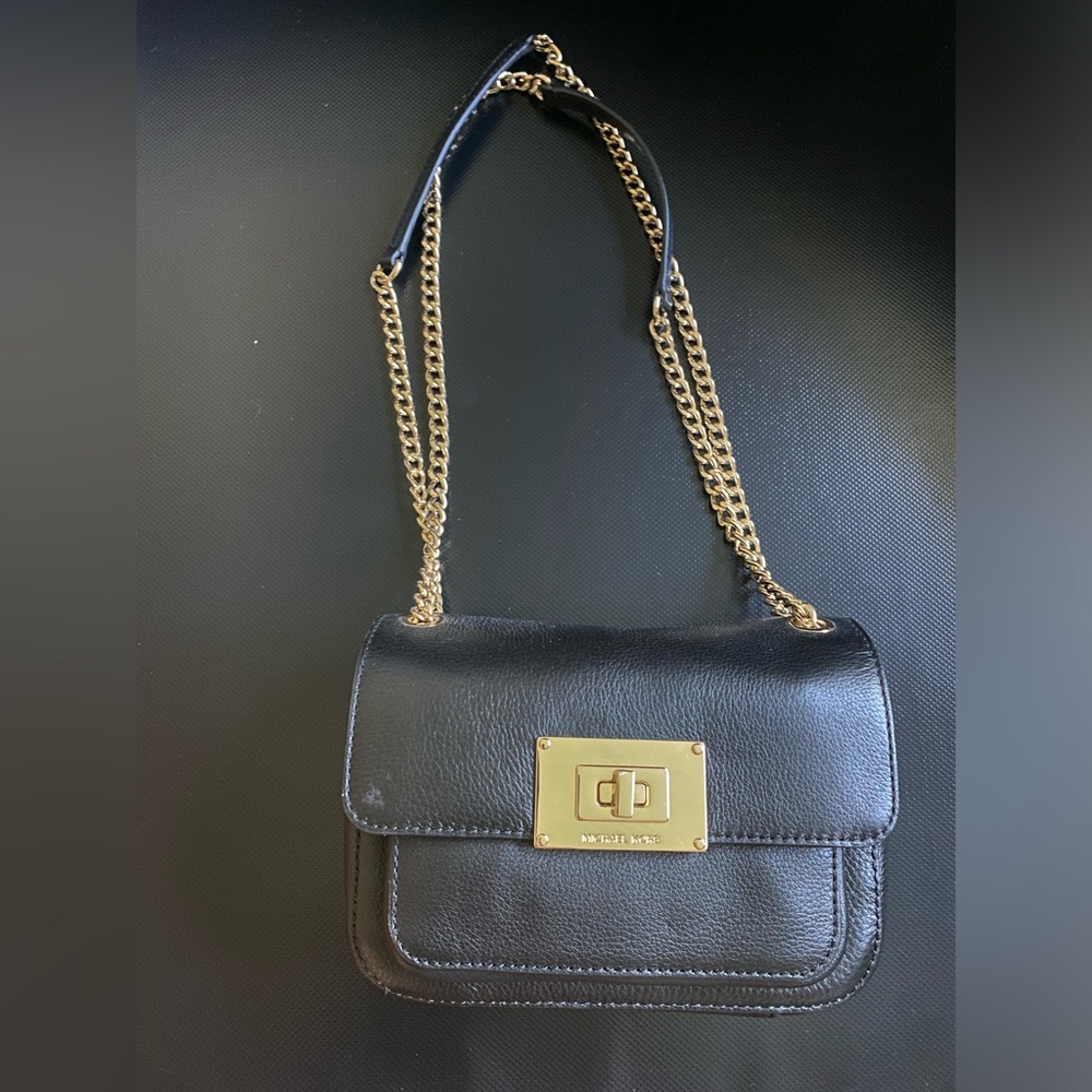 Black, pebbled leather, Michael Kors handbag